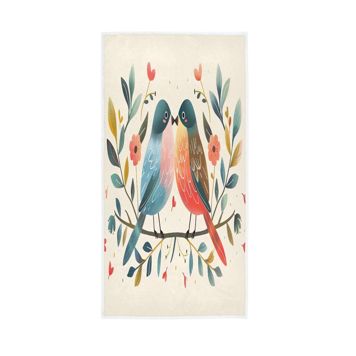 LSRCPD Birds in Love Hand Towel, 15 x 30 Inches, Soft Highly Absorbent Towels for Bathroom Gym Shower