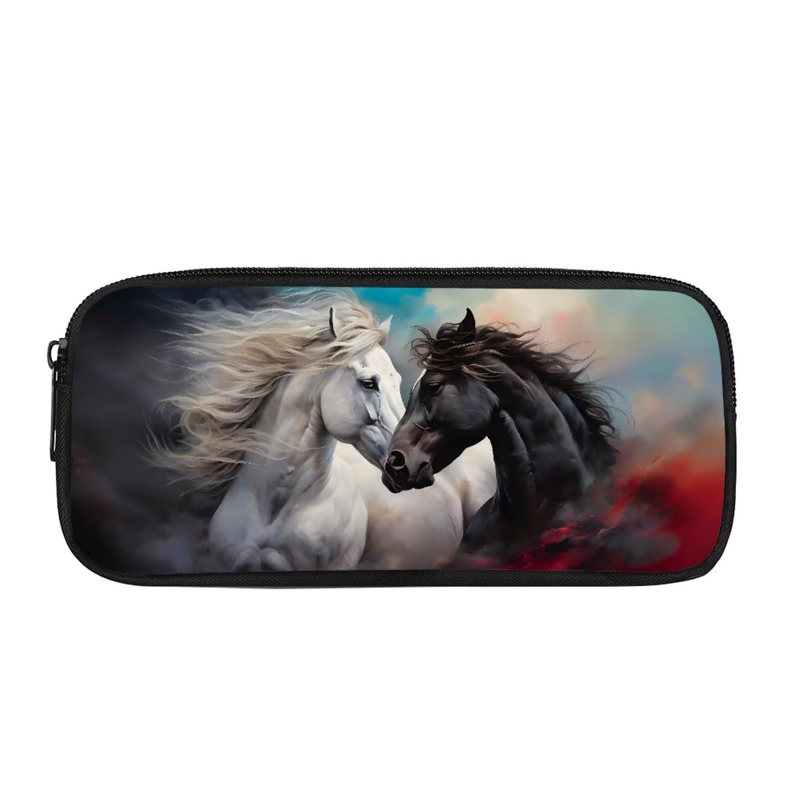 Showudesigns Horse Pencil Case for Girls Boys Teens Pen Pouch Bag Large Capacity Zipper Purse Pencil Box School Supplies Office Stationery Organizer Travel Storage Bags Black โ image 1