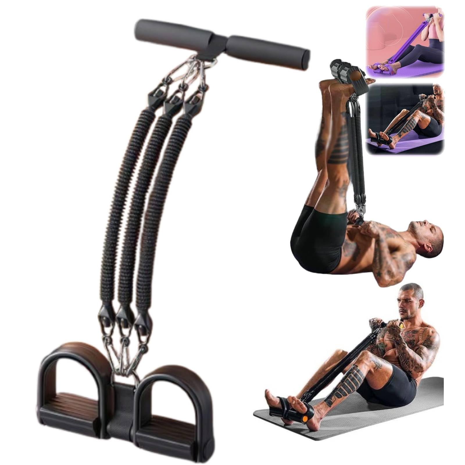 21 Fitness Resistance Bands Set – 4-Strand Pedal Ankle Puller, 100LB Max Resistance, 2025 for Ab Training, Core Strength & Full-Body Workouts (Black 75 lbs)