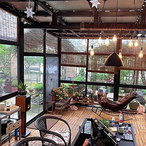 Kheddo Bamboo Roller Shades, Natural Cordless Reed Curtain, Retro Decorative Curtains Breathable Roman Blinds For Garden/Balcony/Window (Color : Brown, Size : 36In Widthx 39In High) #TOP5