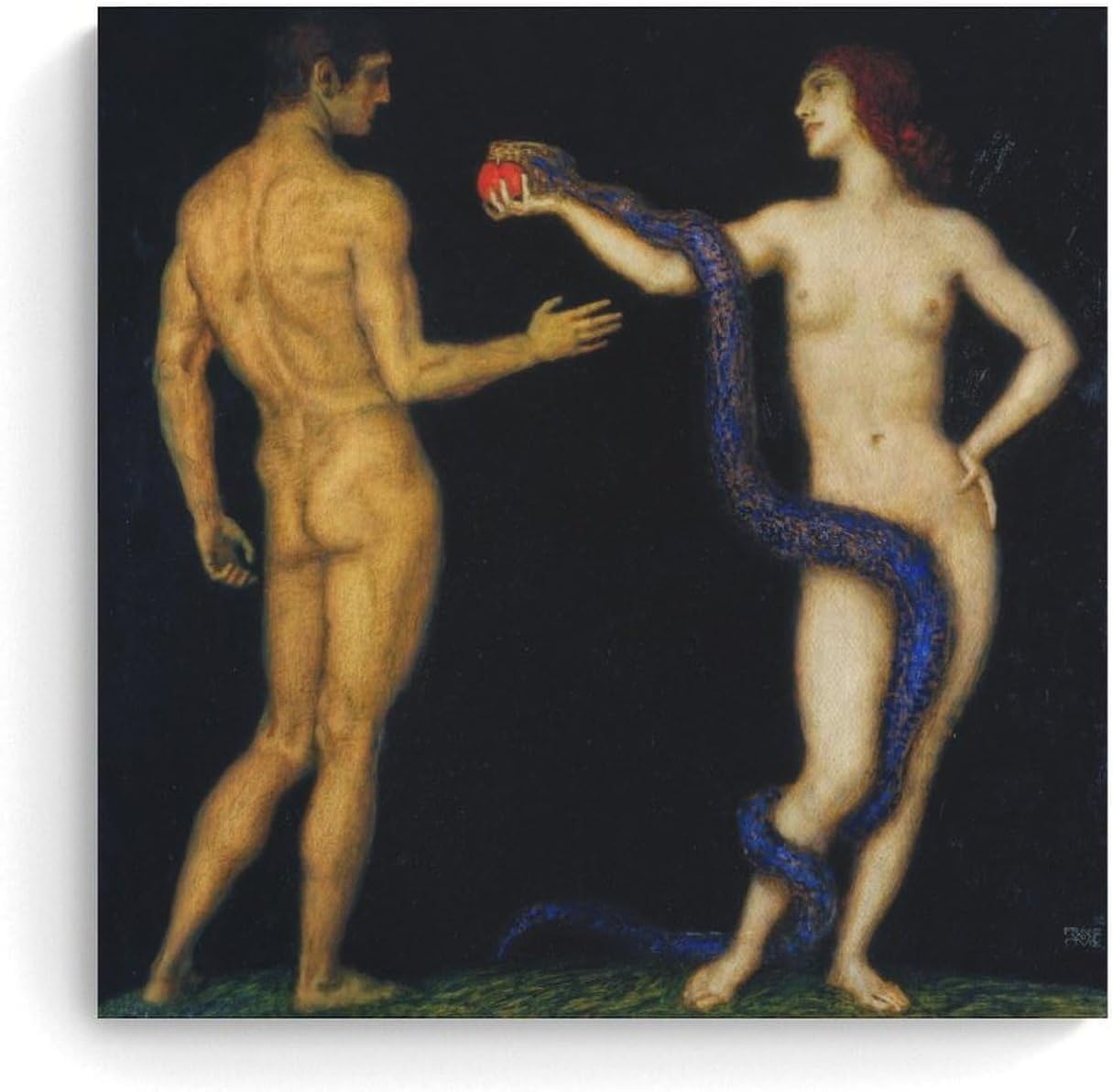 Franz Von Stuck Poster Adam And Eve Canvas Painting 30x30cm Frameless