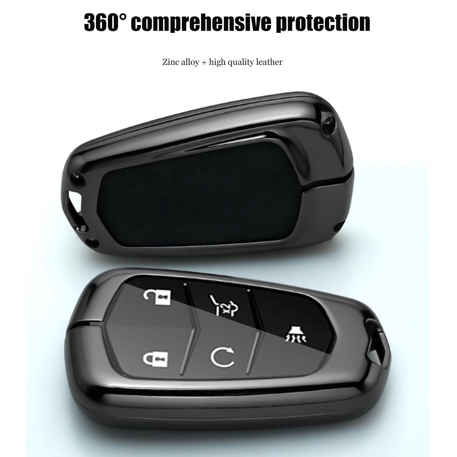 Conchas Clave para Cadillac XT5 XT6 XTS XT4 SRX ATSL, Protector de Soporte for Mando a Distancia Sin Llave Flip Car Key Shell Cover Carcasa de Repuesto Plegable,A Black