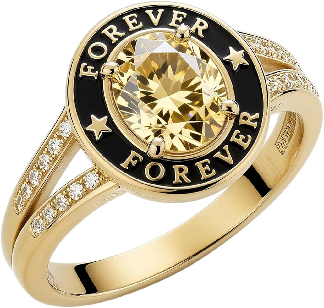 2026 High School Class Rings Personalized Custom College Graduation Ring for Women 10K/14K/18K Solid Gold with Birthstone