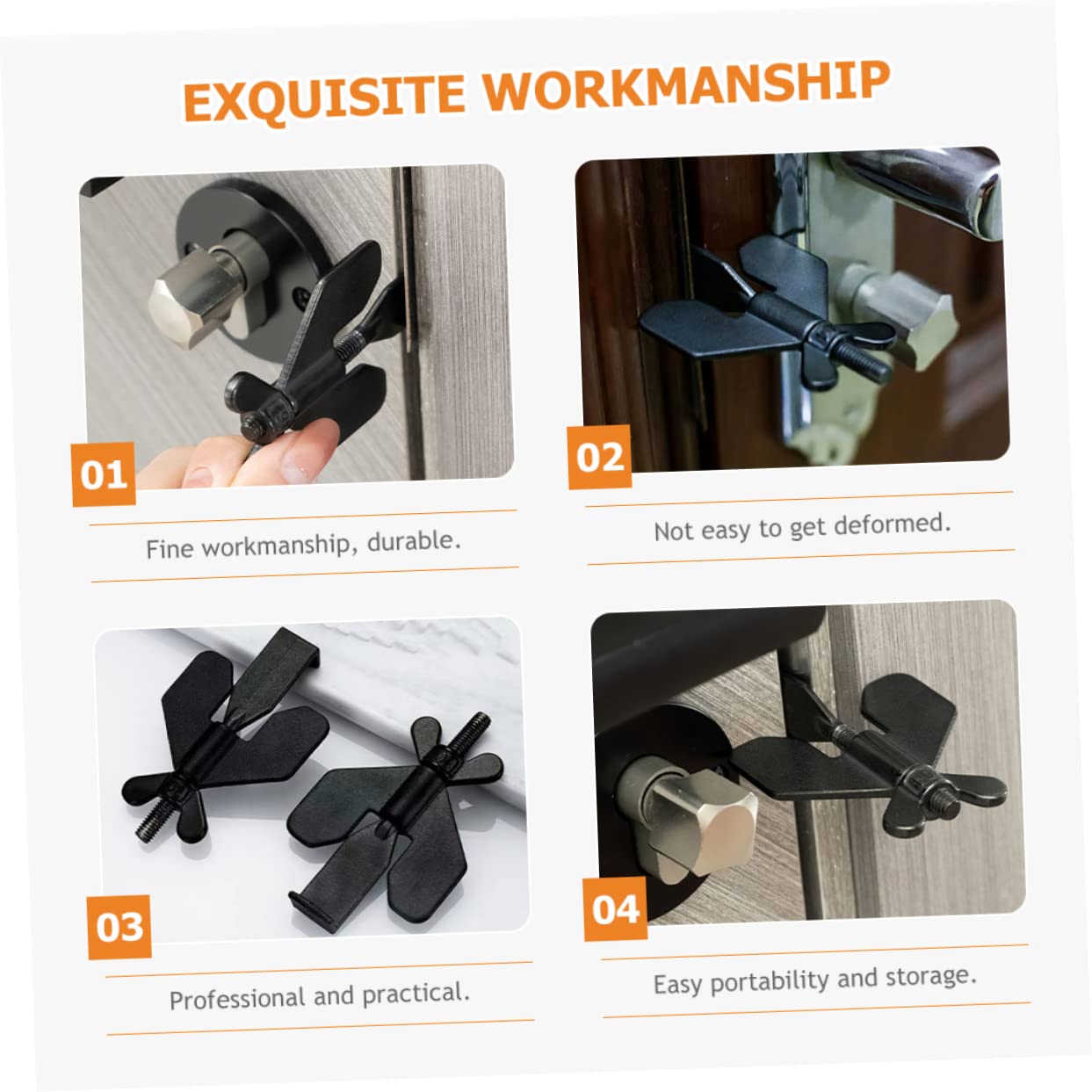 Gadpiparty 4pièces Système De Sécurité Pour Porte Bloqueur De Porte Portable Dispositif De Sécurité Pour Voyage Et Appartement Installation Sans Perçage