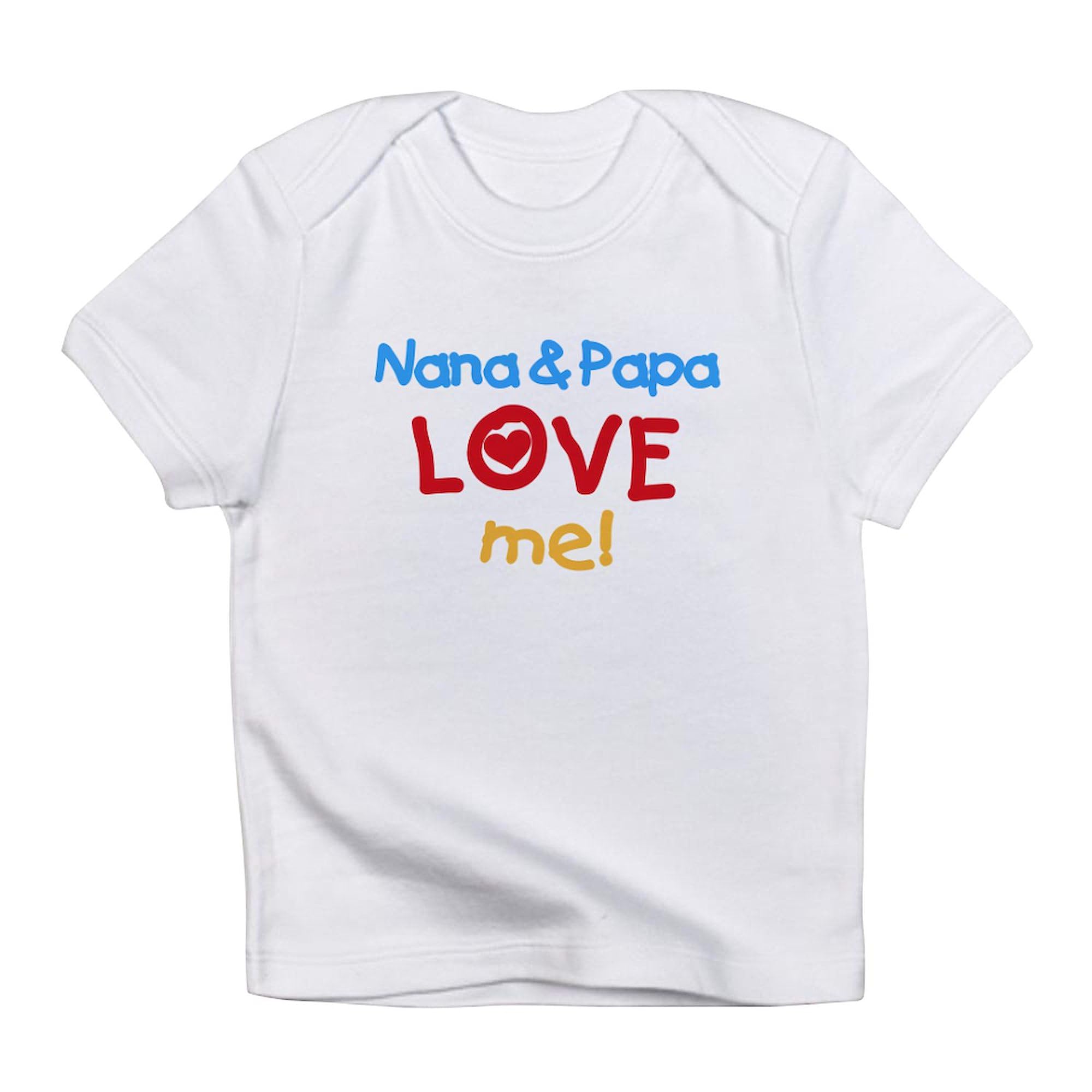 CafePress Nana & Papa Love Me Creeper Infant T Shirt Short Sleeve Baby Graphic T-Shirt Cloud White
