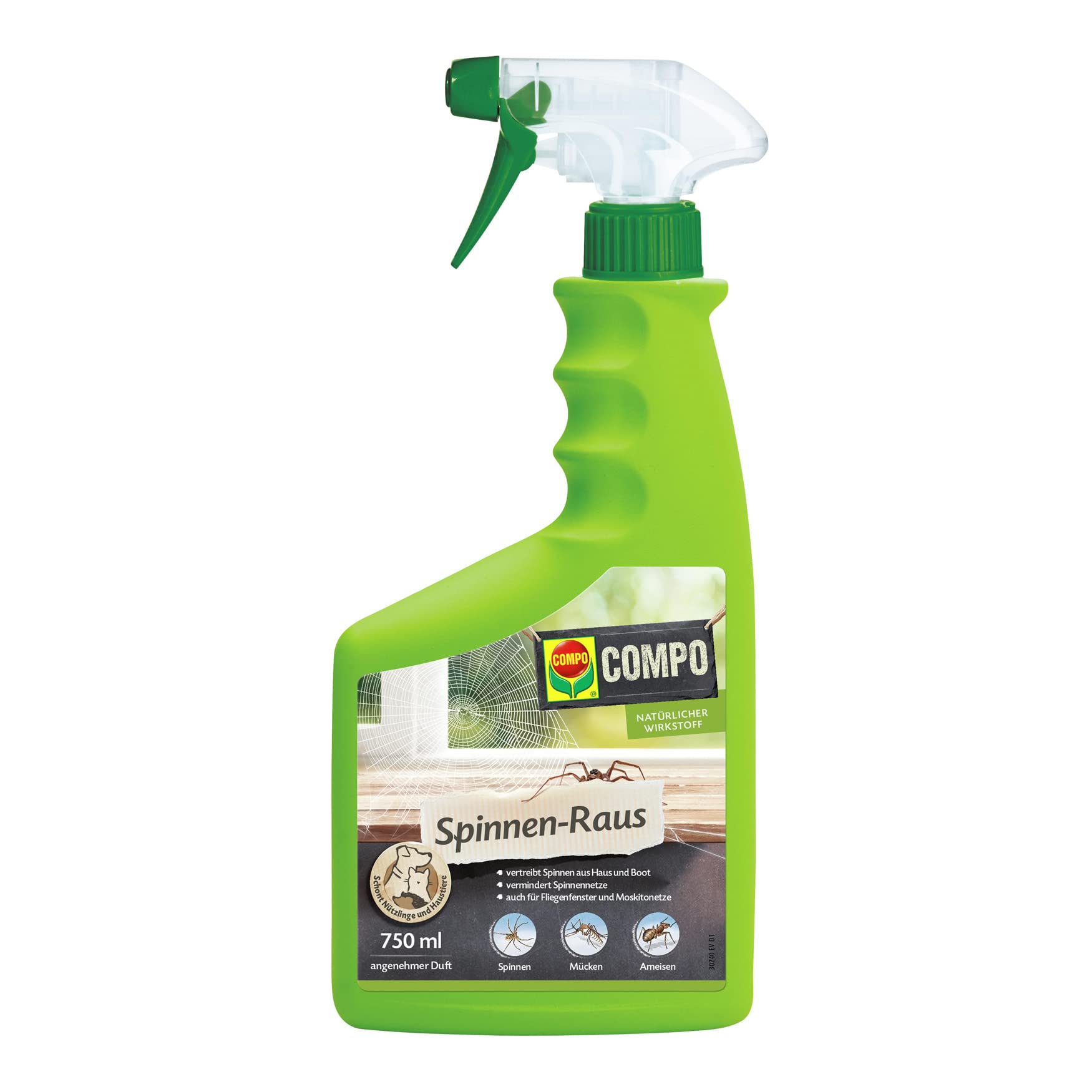 COMPO Spinnen-Raus, Vergrämungsmittel / Repellent zum Vertreiben von Spinnen, Spinnenspray, Natürlicher Wirkstoff, 750 ml