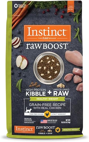 Instinct Raw Boost - Receta de peso saludable sin granos con pollo real, alimento seco natural para gatos, bolsa de 10 libras