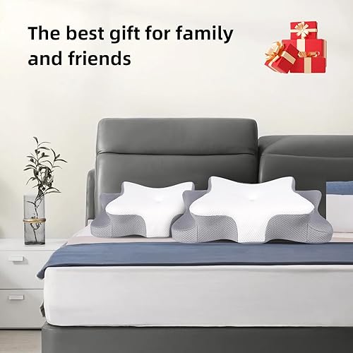 Miniatura 7 de OMMYREC Almohada cervical para el cuello para aliviar el dolor, almohadas de espuma viscoelástica de contorno para dormir con funda de almohada