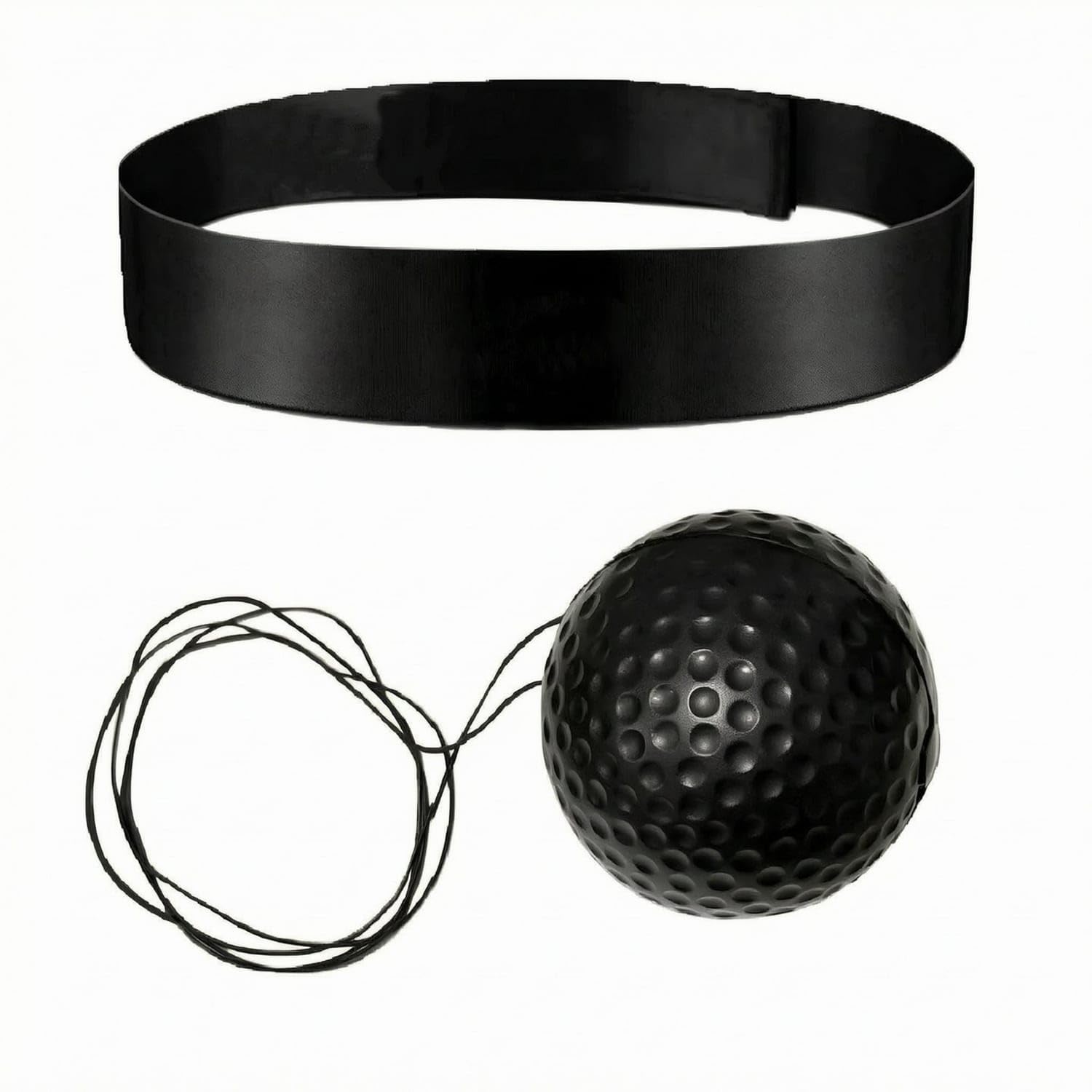 Dimpled Surface Reaction Ball with Headband Cord Attachment Head-Mounted Ball Coach Hand-Eye Coordination, Black-picture-18