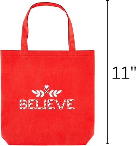 Miniatura 4 de Needzo Christmas Believe - Bolsa de mano, bolsas cristianas religiosas rojas, reutilizables para comestibles y paquetes de regalo navideños, paquete