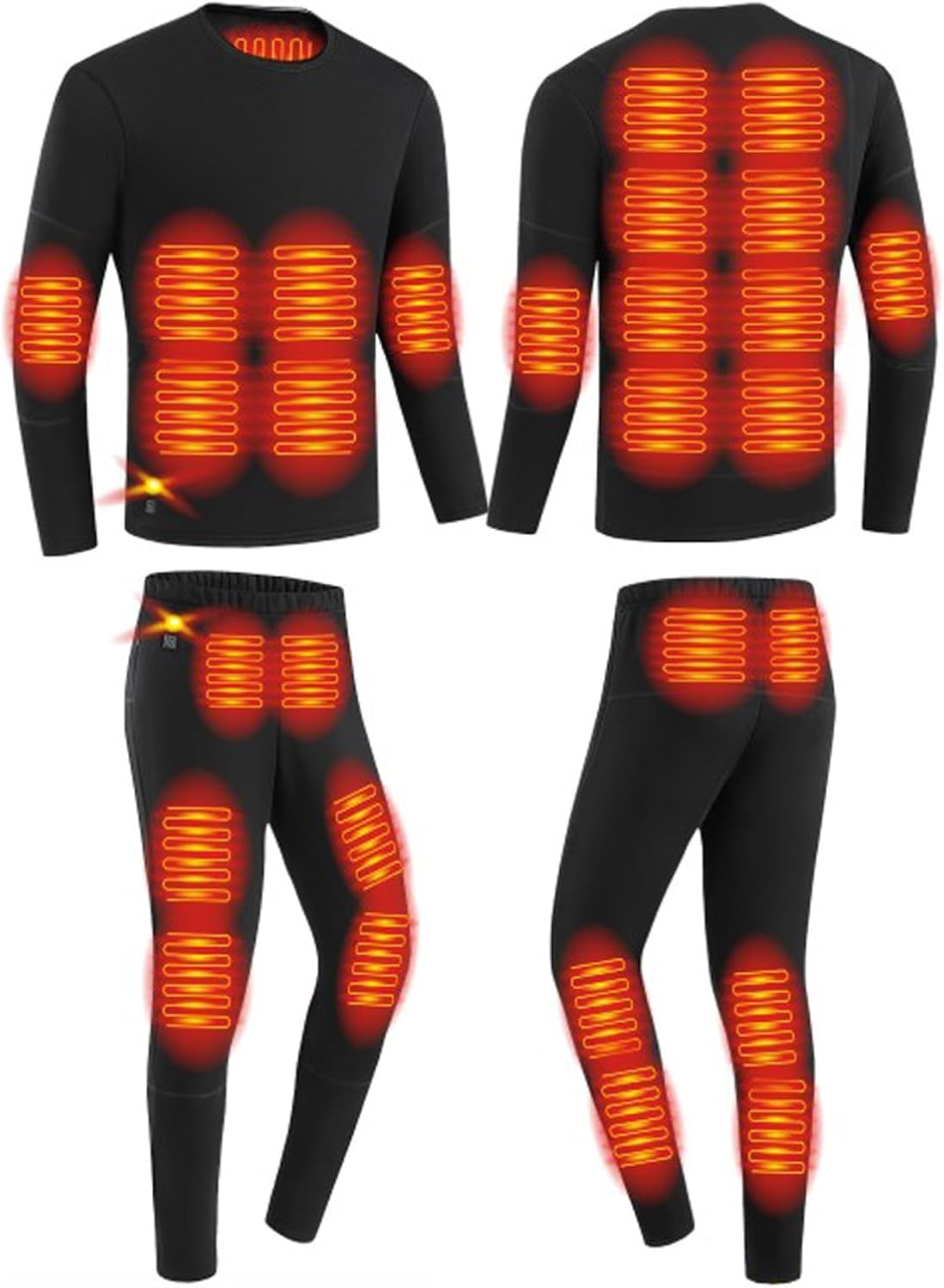 28 Zone Heated Thermal Underwear Set for Men Women Winter Warm Suit Heating Base Layer Fleece Lined Long Johns