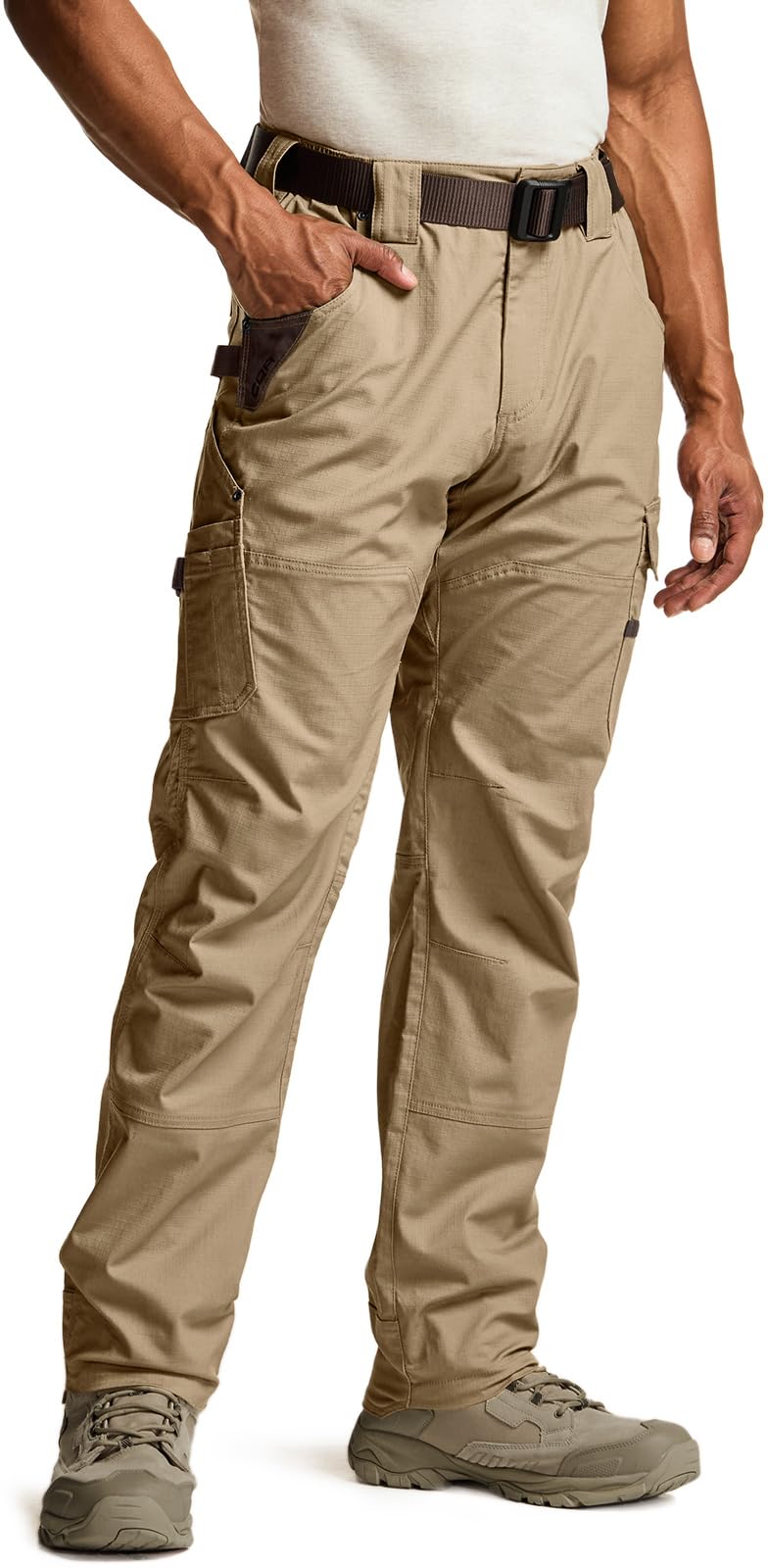 CQR Men's Quick Dry Work Pants, Water Resistant Outdoor Tactical Pants, Lightweight Stretch Cargo Hiking Pants