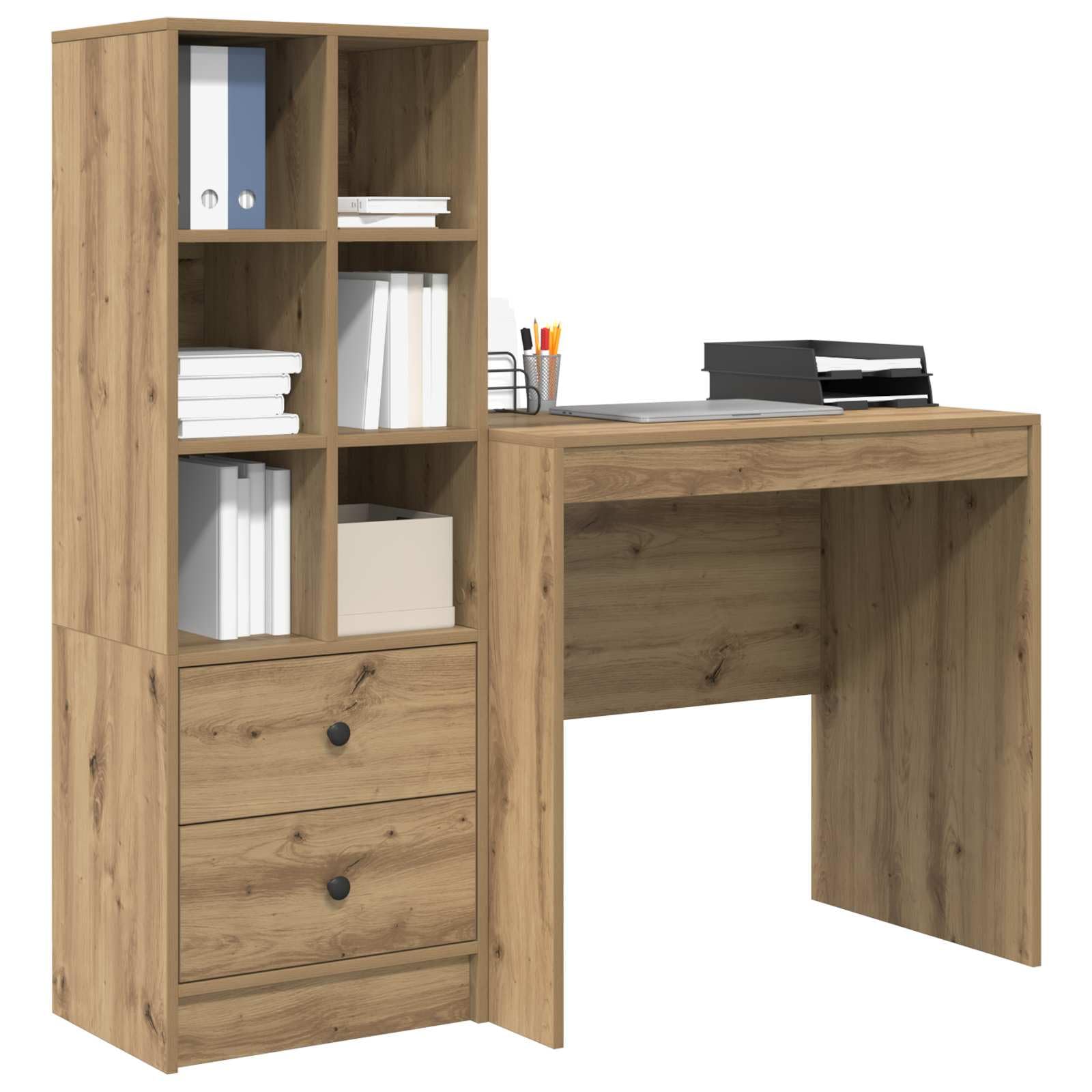 Scrivania Quercia Artisan 125,5 x 50 x 127 cm 2 pz Legno Lavorato