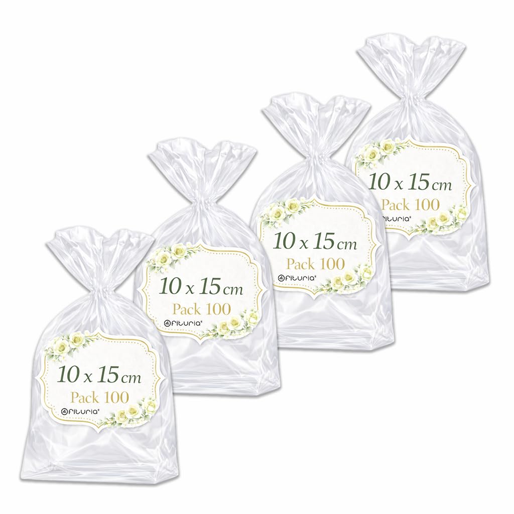 Ofituria Bolsas Celofán Transparente 10 x 15 cm, Bolsas Transparentes para Chuches y Regalos – Bolsas Plastico Transparente para Cumpleaños Infantiles, Galletas y Detalles, 1 Pack (100 Bolsas) — view 9