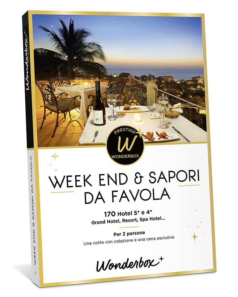 WONDERBOX - Cofanetto Regalo - Week End & sapori da Favola - per 2 Persone | 1 notte + colazione + 1 cena esclusiva - Più di 170 soggiorni - Hotel 5* e 4*, Grand Hotel, Resort, Spa Hotel