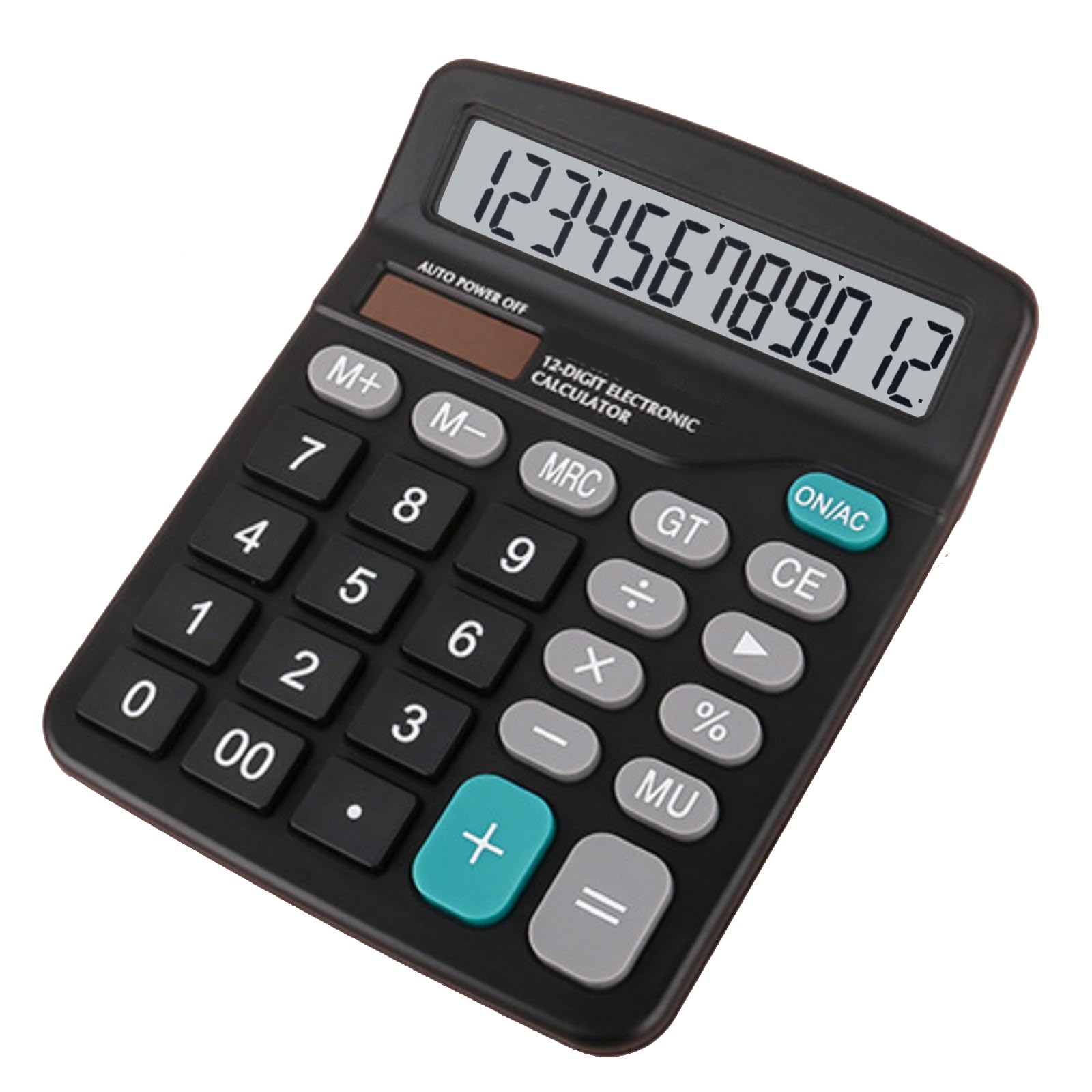 Elezeal Desktop Calculator Solar & Battery Power, 12 Digit Display, Lightweight Dual Power Portable Basic Desktop Calculator with Large LCD Screen and Ergonomic Buttons for Office, School, Business