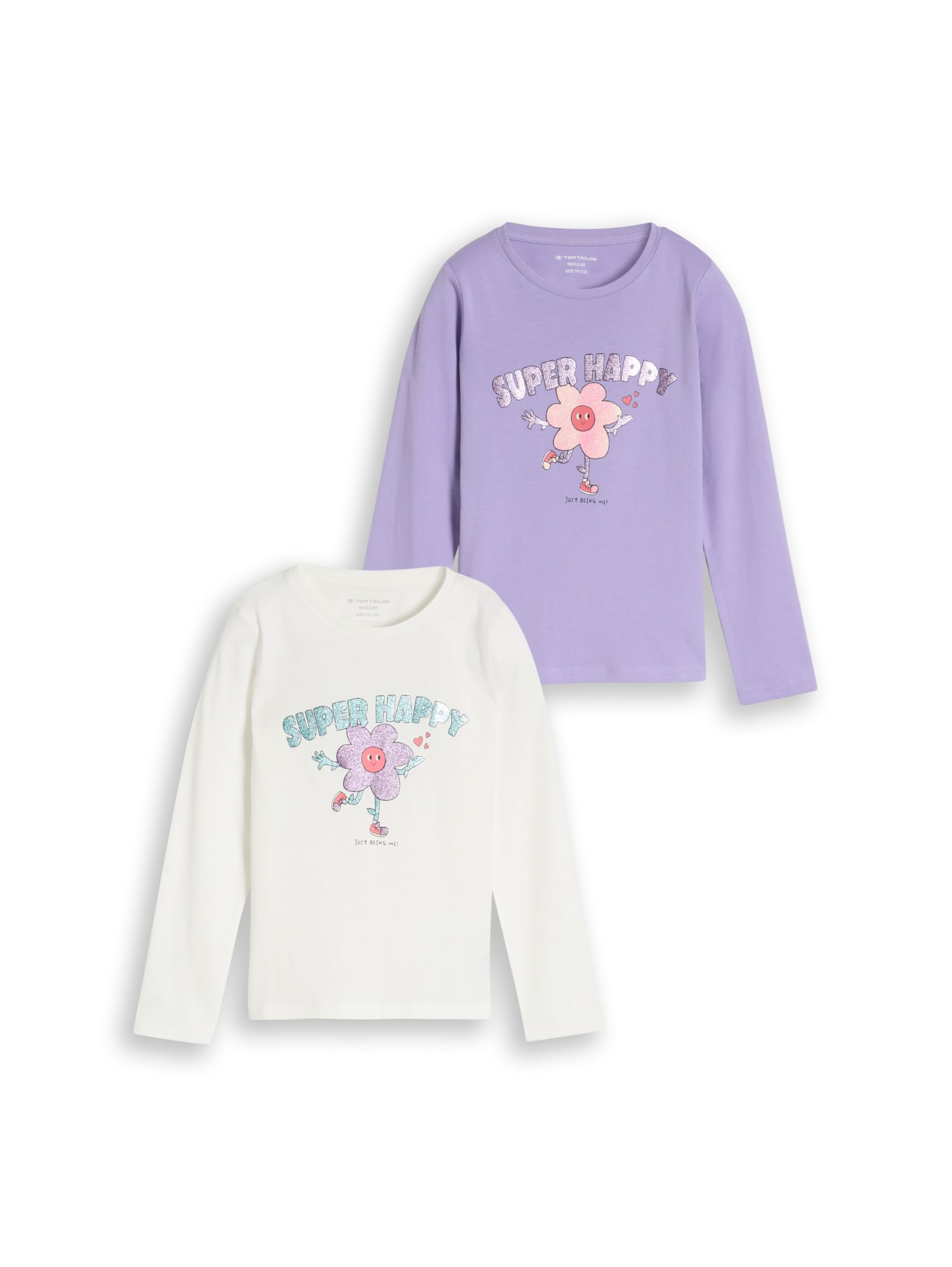 Tom Tailor Mädchen 1049304 Kinder Langarmshirt mit Print im 2er-Pack