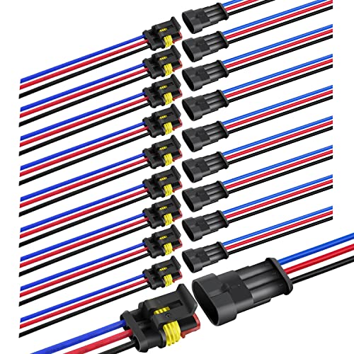 Image of Nilight 10 Pack 3Pin Electrical Wire Connectors Male and Female Plug Socket | Quick Disconnect Waterproof Harness Terminals for Automotive Cars Trucks Motorcycles Scooters