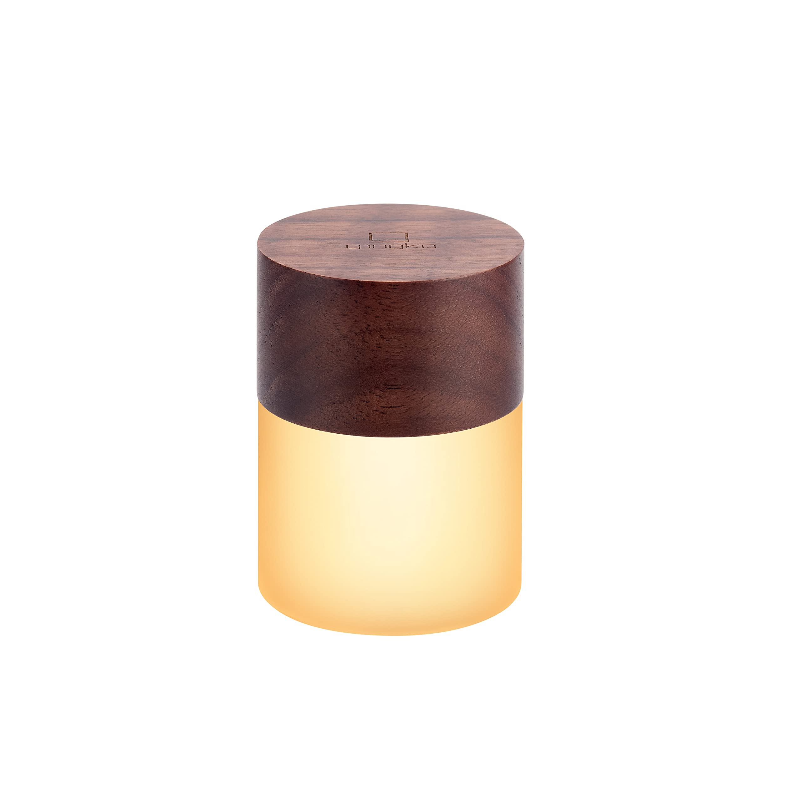 Gingko 7 Colour Changing RGB Large Lemelia Night Lights, Long Life Battery USB-C Charging, 3 Light Modes, FSC Certified, Touch Button Control (Walnut)