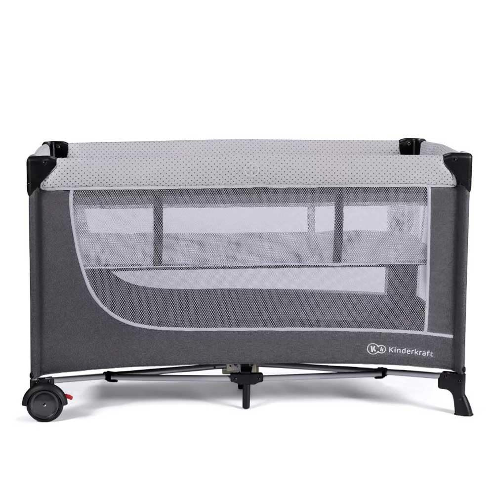 Kinderkraft LEODY Culla da Viaggio Campeggio per neonati, Lettino bambino 120 x 60 cm, Pieghevole Compatto, Borsa di Trasporto, Grigio