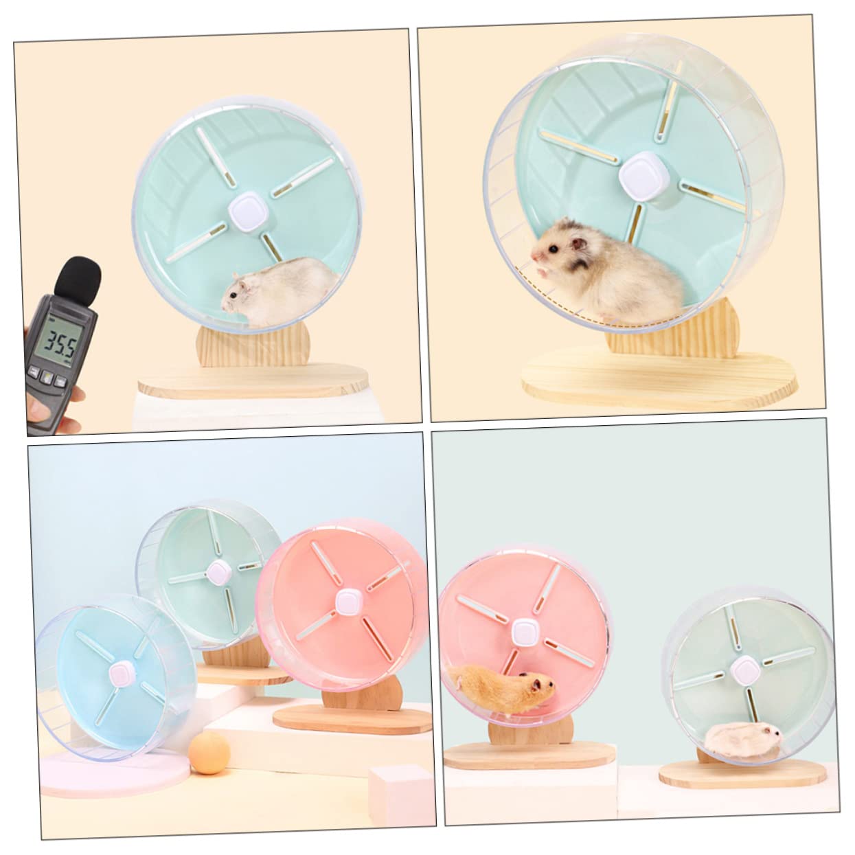 BESPORTBLE Roue Silencieuse 20 Cm pour Hamster et Hérisson en ABS et Bois Support Stable Augmente L'activité et Soulage L'ennui pour Cage d'animaux