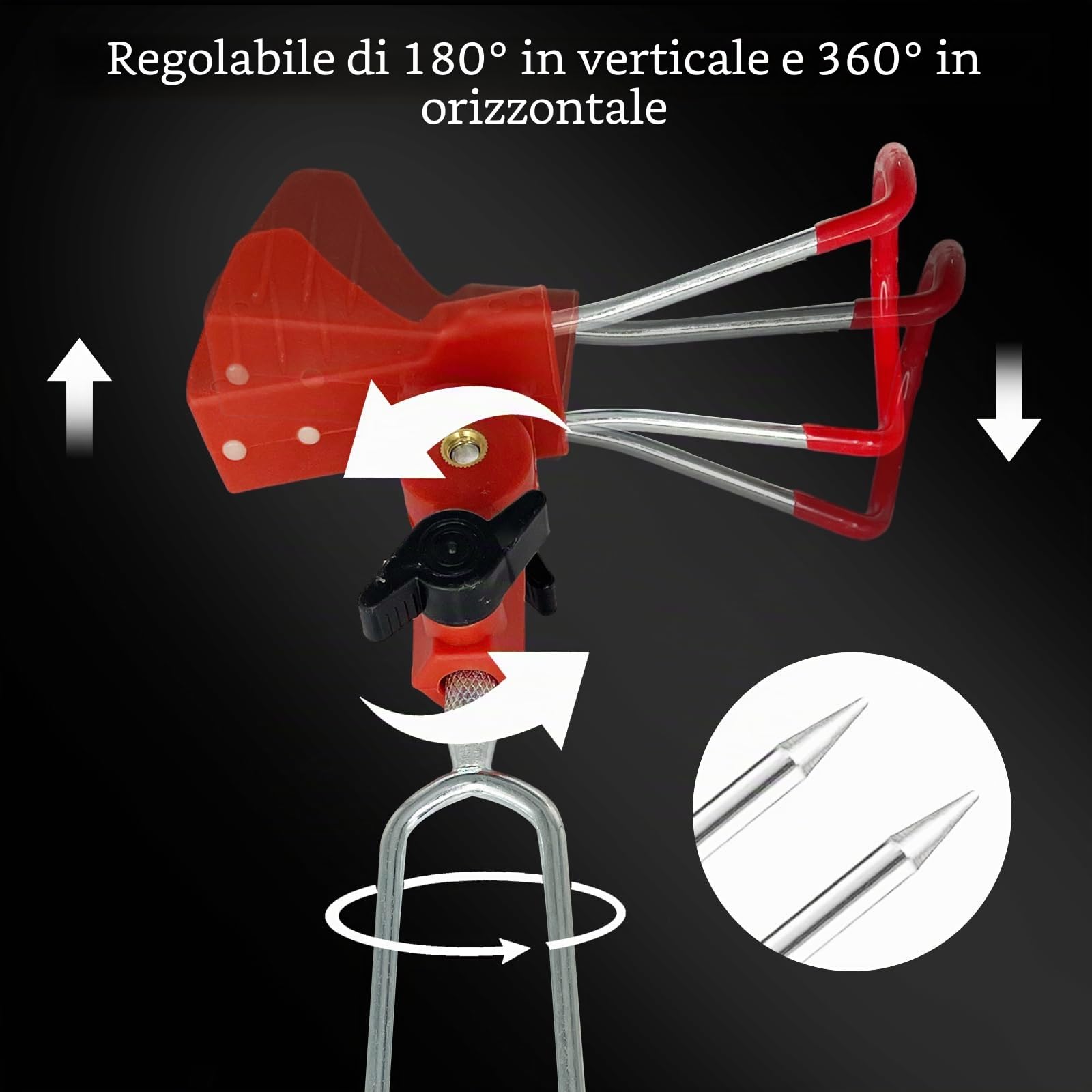2 Pezzi Portacanne, Porta Canne da Pesca Regolabile a 360°, Porta Canne per Pesca in Fiume e in Spiaggia (Rosso, Blu)