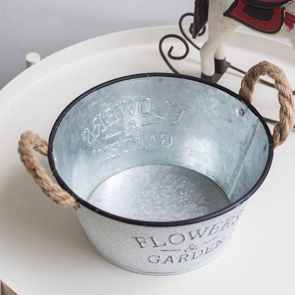 YARNOW 2 Stück Zinkwanne-Blumenvase – Rustikaler Metall-Eimer Für Sukkulenten, Deko Für Balkon, Wohnzimmer, Landhausstil