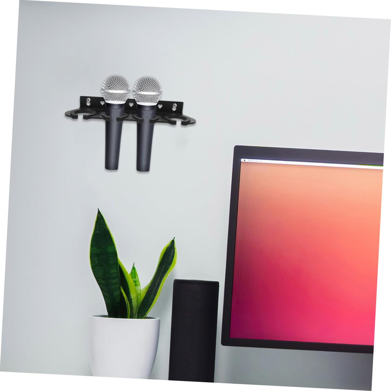 Soporte de Micrófono de Pared para Almacenamiento Seguro para Estudios de Grabación y Reuniones de Karaoke Fabricado Material Resistente Cuatro Orificios de Fijación