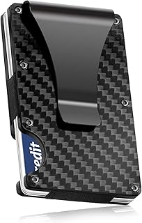 Carbon Fiber Wallet, Slim Money Clip, Minimalist Carbon Fiber RFID Blocking Front Pocket Wallet, Metal Wallet, Business Card Holder for Men and Women, Zclip Money Clip Wallet.