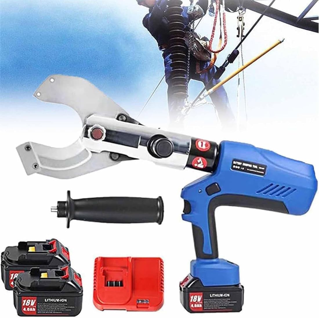 Elektryczny przecinak do kabli z grzechotką, hydrauliczny, wyświetlacz LED, nożyczki zasilane bateriami, do kabli aluminiowych i miedzianych, idealne do cięcia kabli opancerzonych