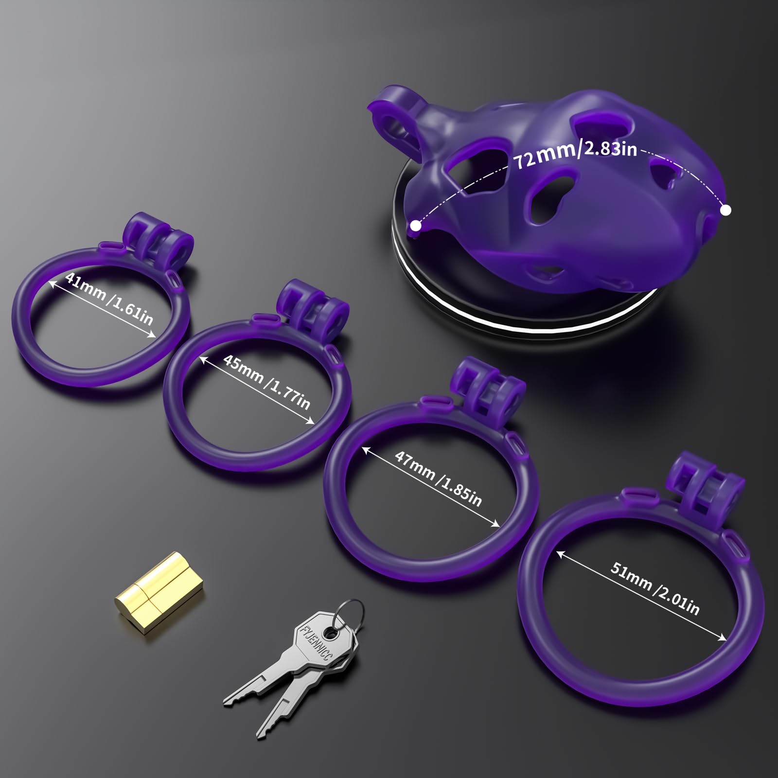 FYJENNICC Love 1.0 Chastity Cage - Lightweight Resin Male Chastity Device with Invisible Lock,Bondage Gear for Men Beginner-Friendly Design with 4 Adjustable Rings Adult Sex Toy (Pink, Small): Purple Nano