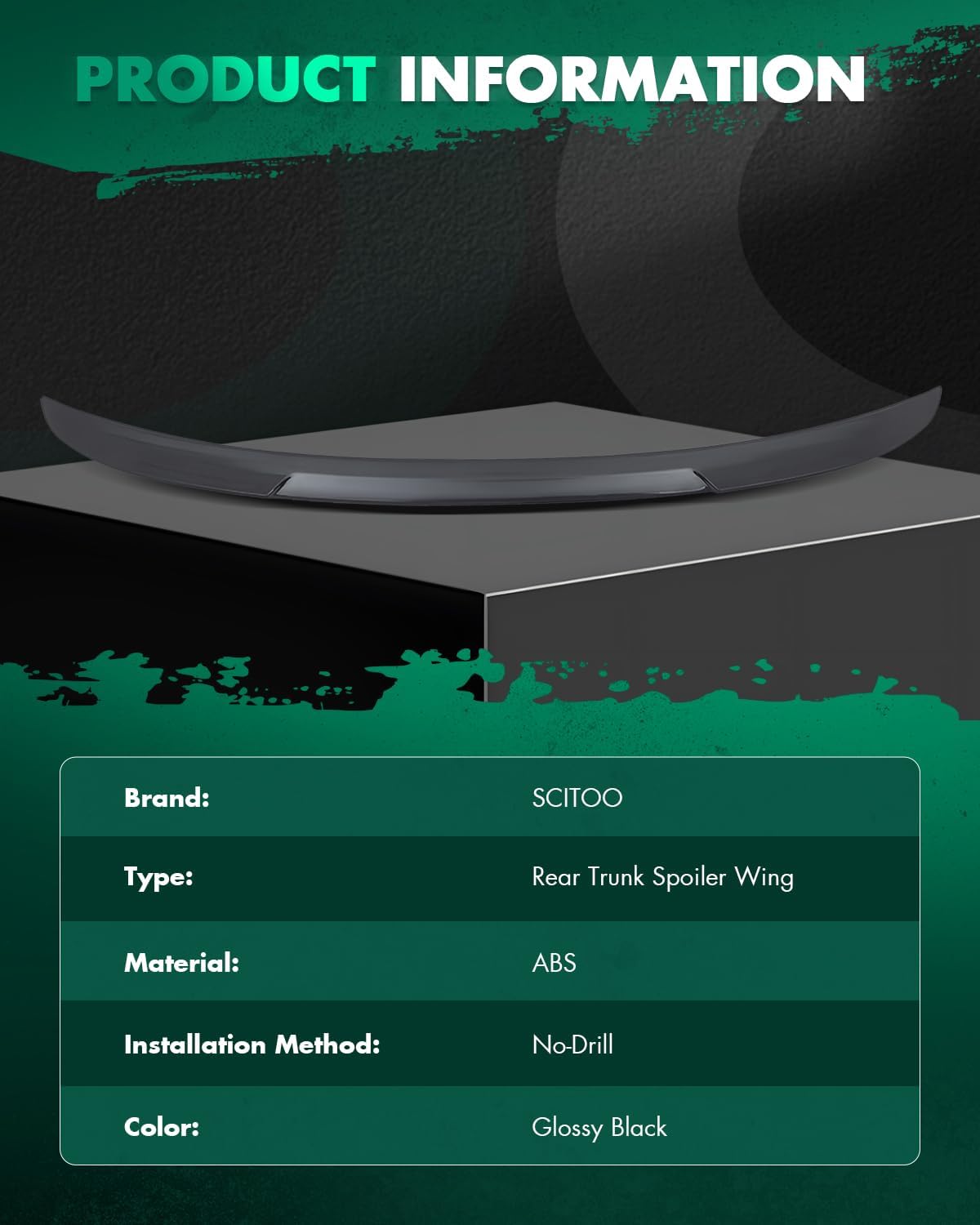 SCITOO Spoiler Wing Fits for 2019-2021 for Nissan Altima Glossy Black V Style Rear Trunk Spoiler Wing