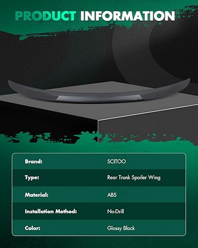 Miniatura 3 de SCITOO Alerón de alerón de ventana trasera ABS para Nissan Altima 2019-2021 para Nissan Altima negro brillante alerón trasero alerón de maletero