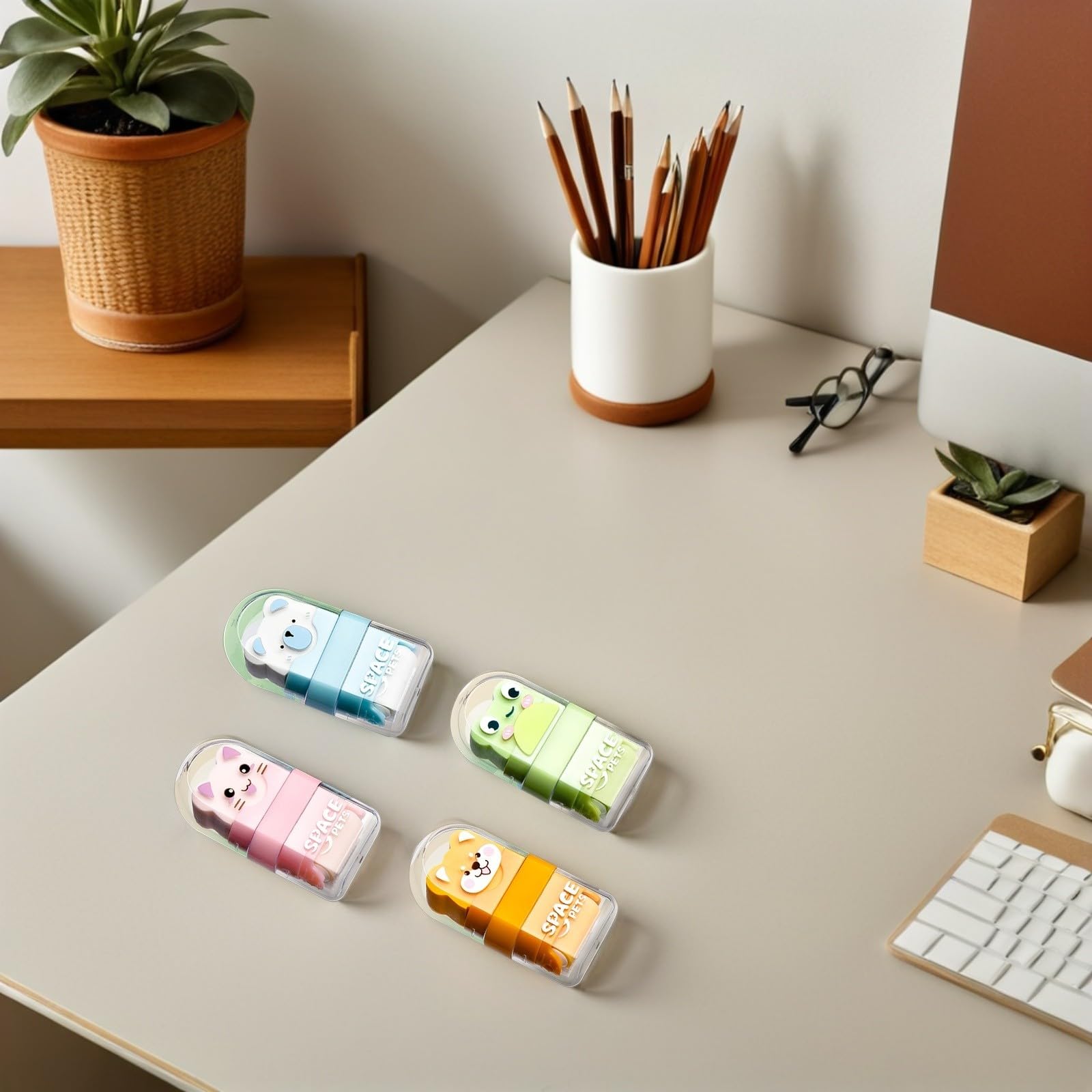 COLLBATH 24 Pezzi Gomme da Cancellare a Forma di Animale con Design Cartone Animato, Ergonomiche e Comode, in Gomma Pvc per Uso Artistico a Casa e Adulti