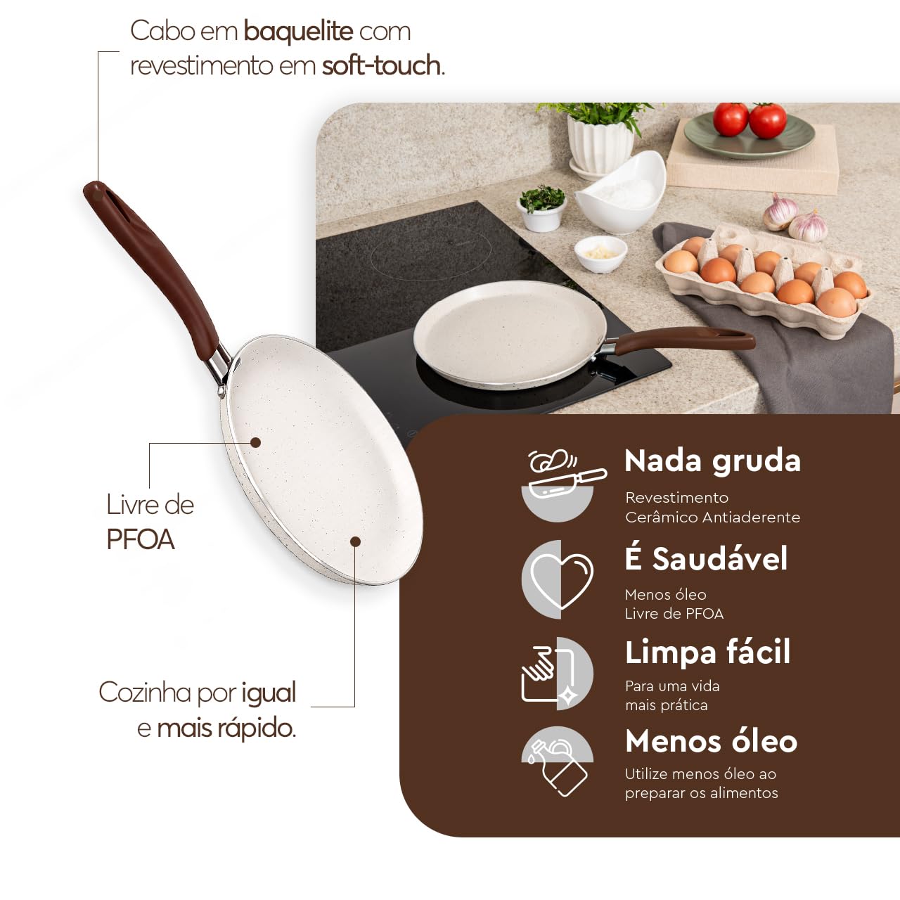 Brinox - Tapioqueira 22cm 500ml Ceramic Life Smart Plus com Fundo