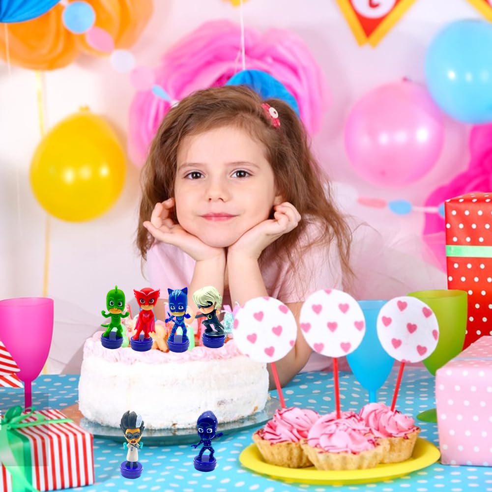 Figurines Pyjamasques Pour Décoration Gâteaux - Lot De 6 - En PVC - Réutilisables - Pour Anniversaire Enfant
