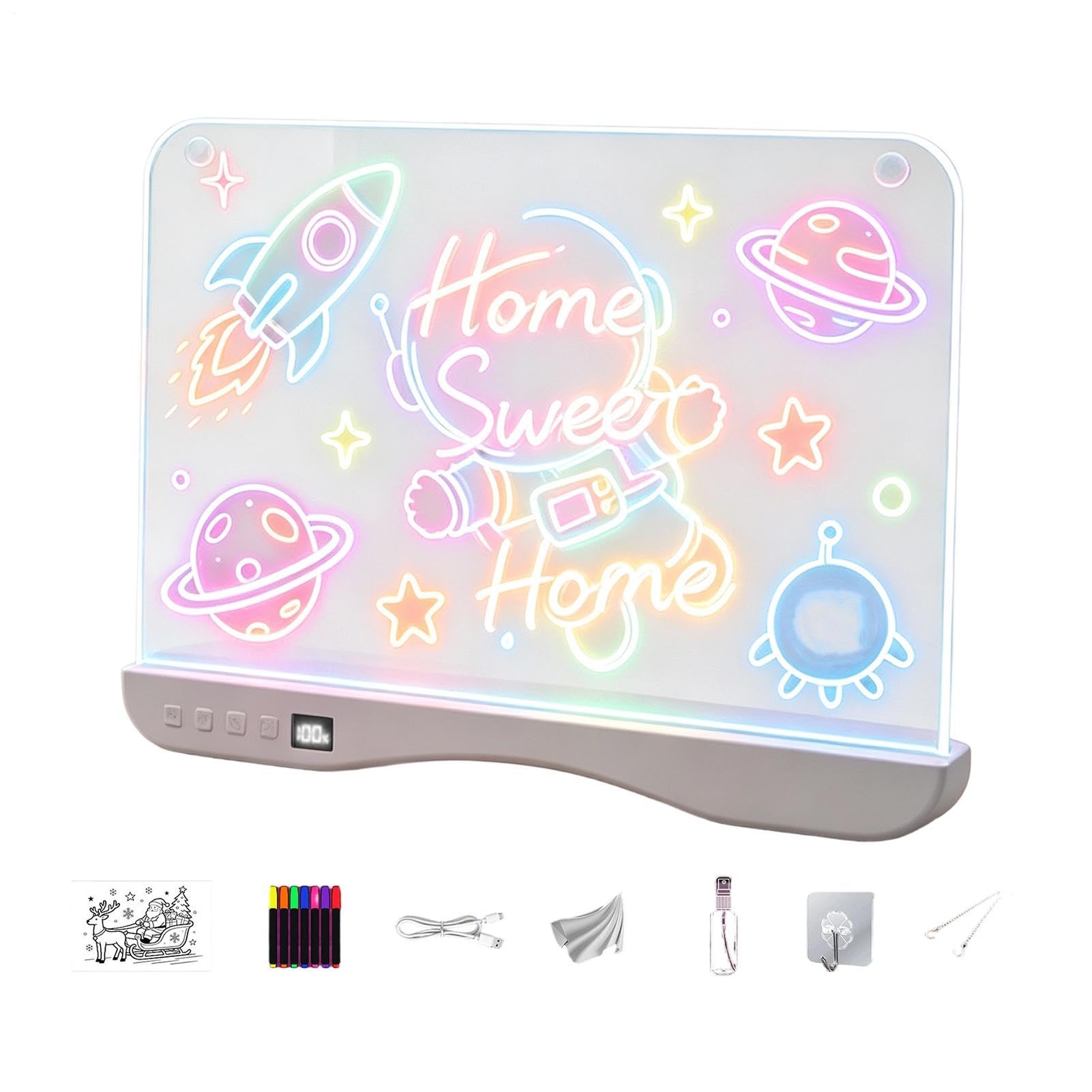 Pizarra Luminosa Para Dibujo Tableta Neón Recargable y Borrable 4 Modos