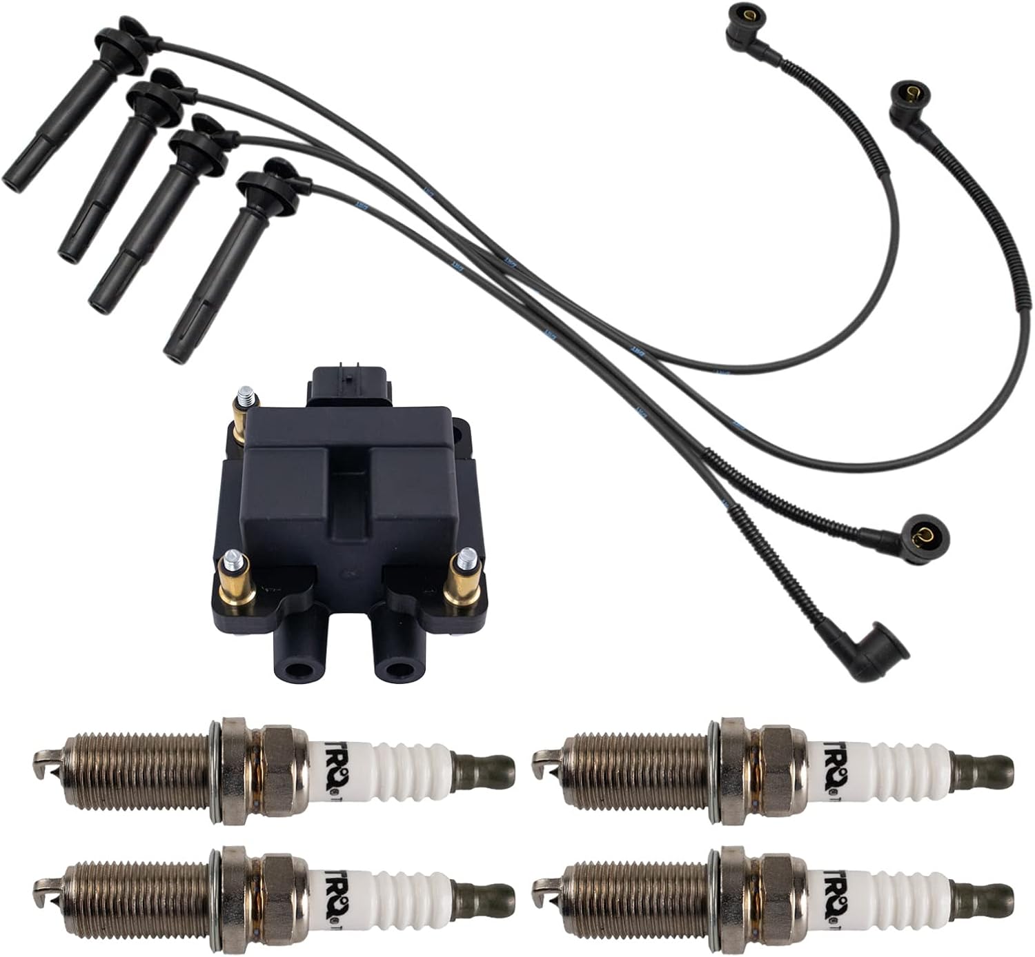 TRQ Ignition Kit Ignition Coil Spark Plugs Wire Set Compatible with 2006 Saab 9-2X 2005-2008 Subaru Forester 2008-2010 Impreza 2005-2009 Legacy Outback
