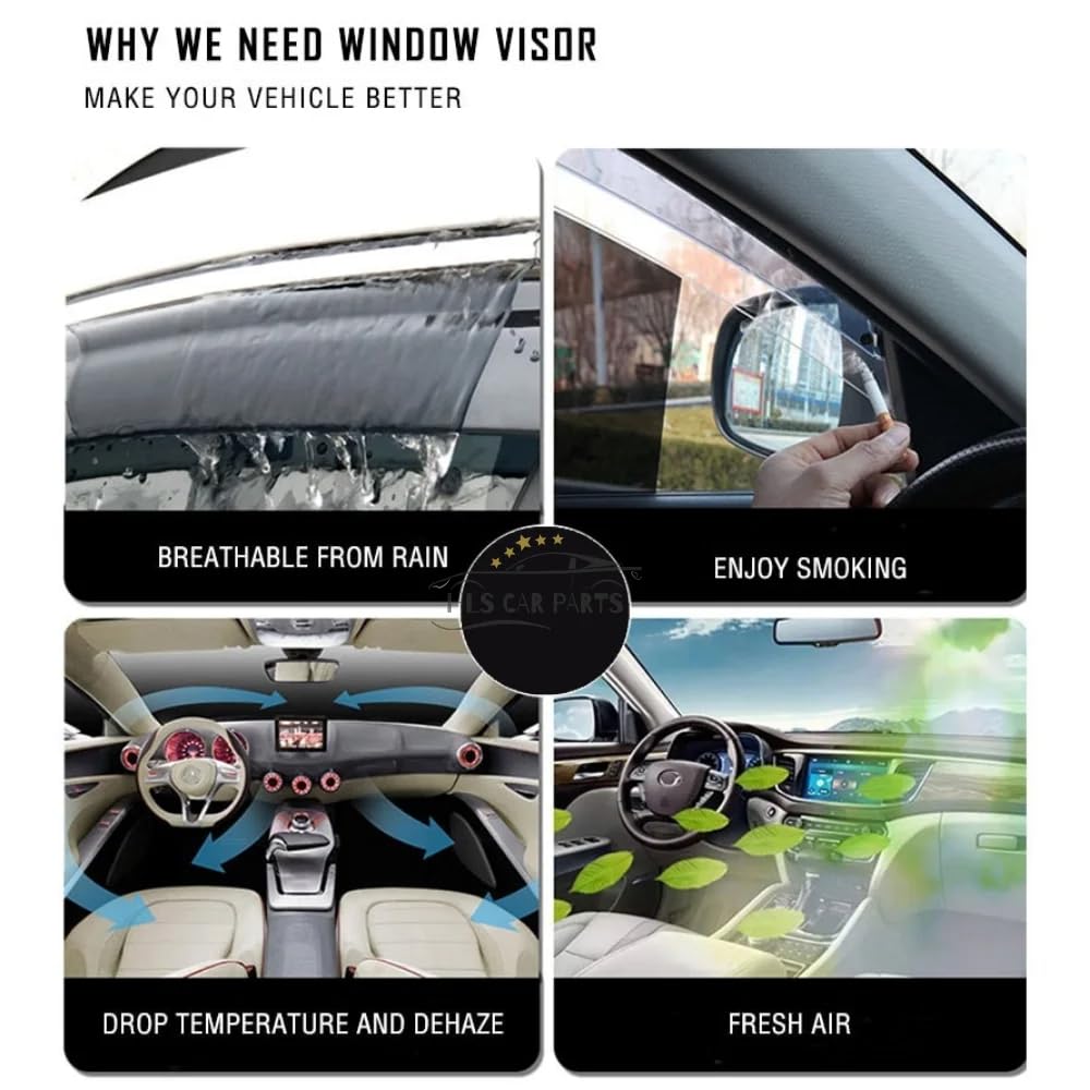 Compatible con Acura TL 2009-2014, 4 Piezas Lado De Automóviles Windows Deflectores De Viento Parabrisas Viseras Solares Deflectores Aire