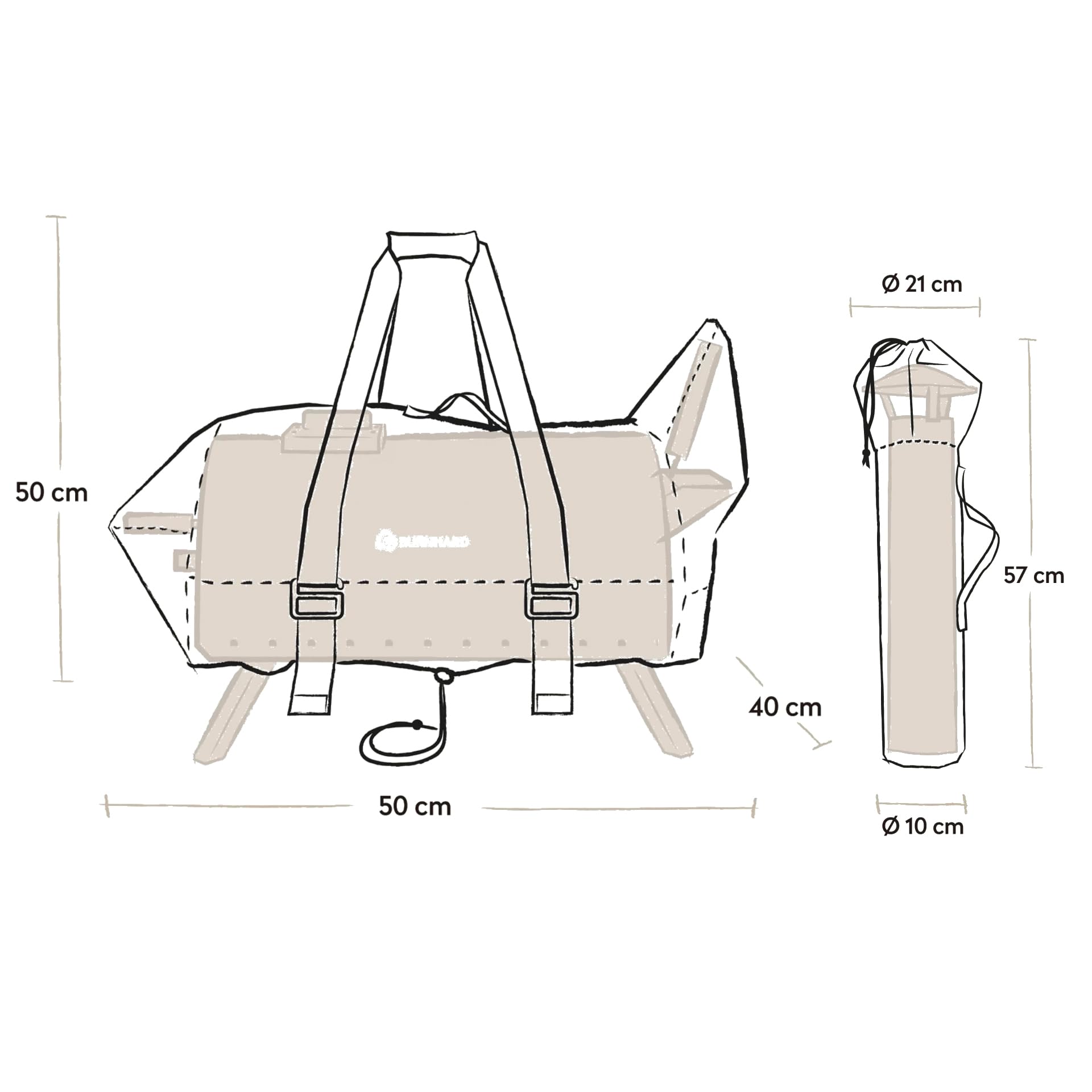 BURNHARD Sac de Transport pour Four à Pizza en Polyester résistant aux UV, revêtement PVC, Sangles intégrées, Housse 2-en-1, ajusté pour Nero – Sac de Transport Nero