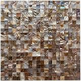 Adhesive Seamless Peel and Stick Tile Mother of Pearl Shell for Kitchen Backsplash, Groutless Subway 6 Sheets Polychromy (Big Particle)