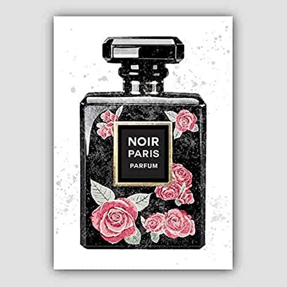 Artze Wall Art Perfume Noir Pink Roses 1 Art Print Poster, 61 cm Width x 91 cm Height, Black Marble