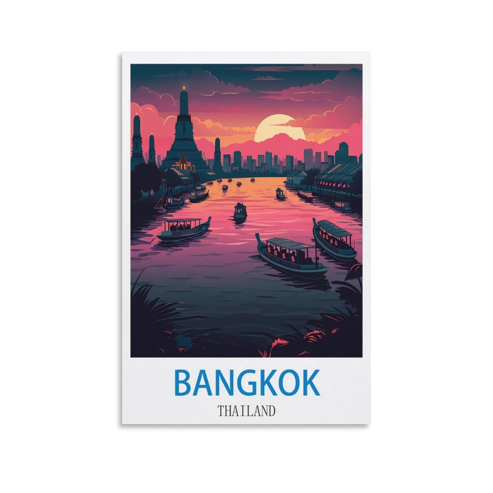 Ndoud Unframe-Style Bangkok Thailand Vintage Travel Posters 08X12inch(20X30cm) Wall Art Picture Print Canvas Painting For Living Room Home Decor