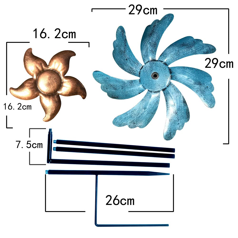Moulin à vent de 119,4 cm pour terrasse, pelouse et jardin qui vous permettent de ressentir différents effets visuels et de détendre votre humeur (cyan)