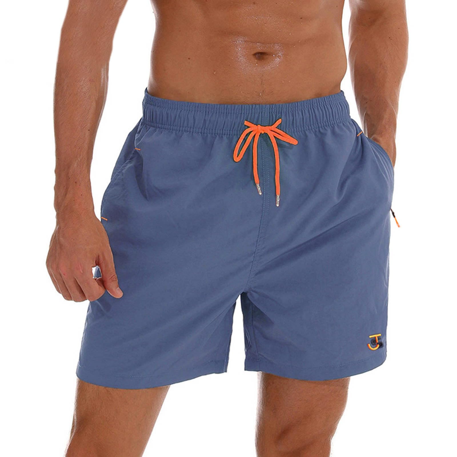 JustSun Badehose Herren mit Reißverschluss Schnelltrocknend Badeshorts mit Mesh-Futter