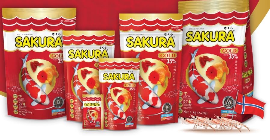 Image of Sakura Gold Super Premium Fish Food with Vitamin Complexes + Krill & Astaxanthin in Small 2mm Pellet 250gm