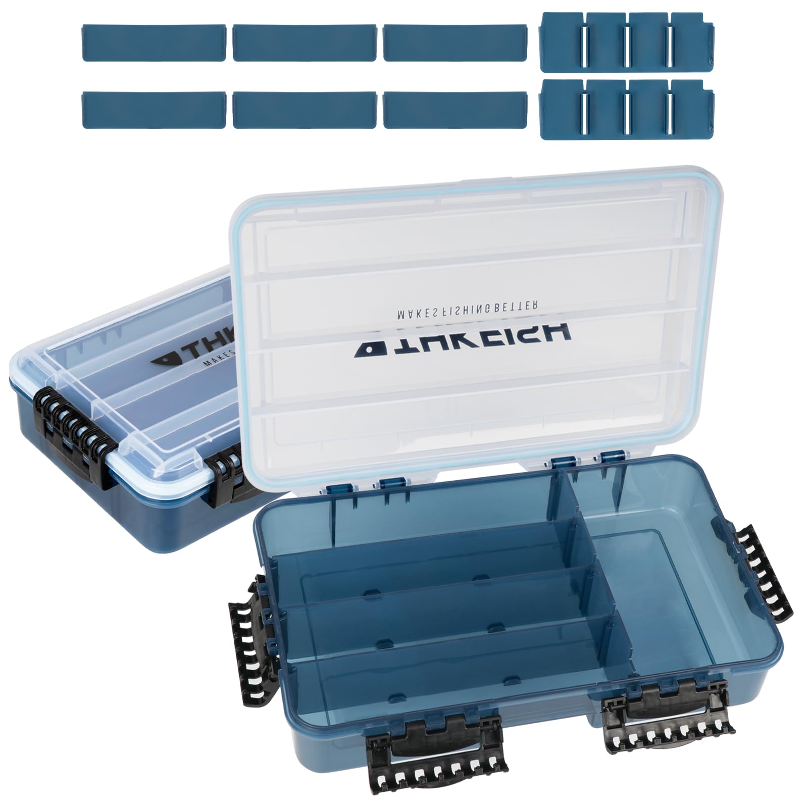 THKFISH Fishing Tackle Box 3600 Tackle Tray Floating Fishing Lure Box Storage Organizer Small Plastic Box with Adjustable Dividers,Sun-proof 2PCS