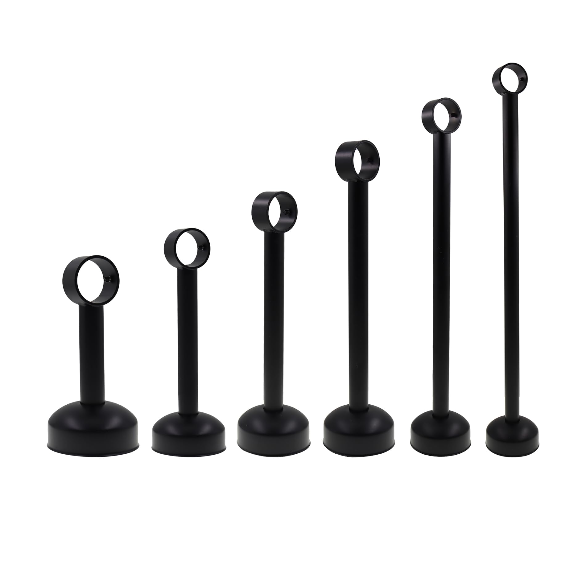 Lot de 2 supports de fixation au plafond en acier inoxydable pour tringle à rideau de douche Noir Hauteur 30 cm Diamètre intérieur 2,6 cm