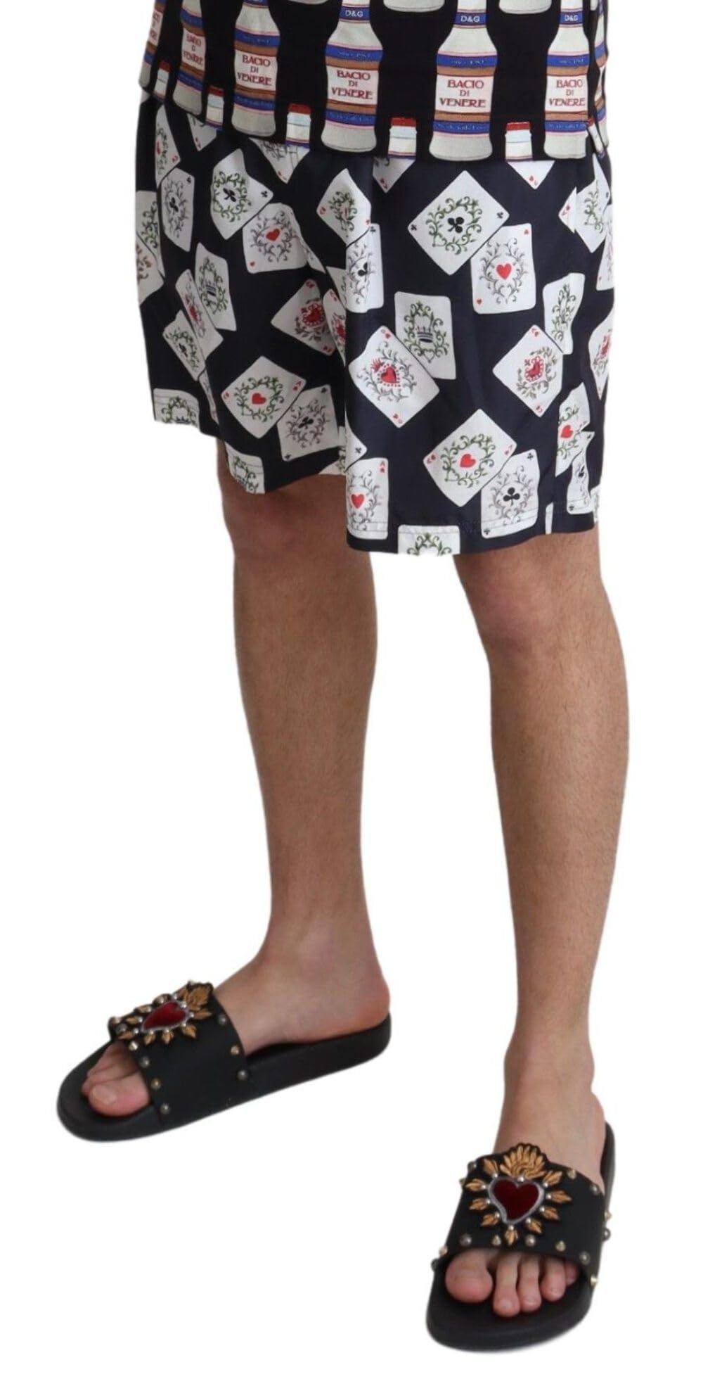 Dolce & Gabbana Czarna karta Deck Print Stroje Kąpielowe Stroje Kąpielowe