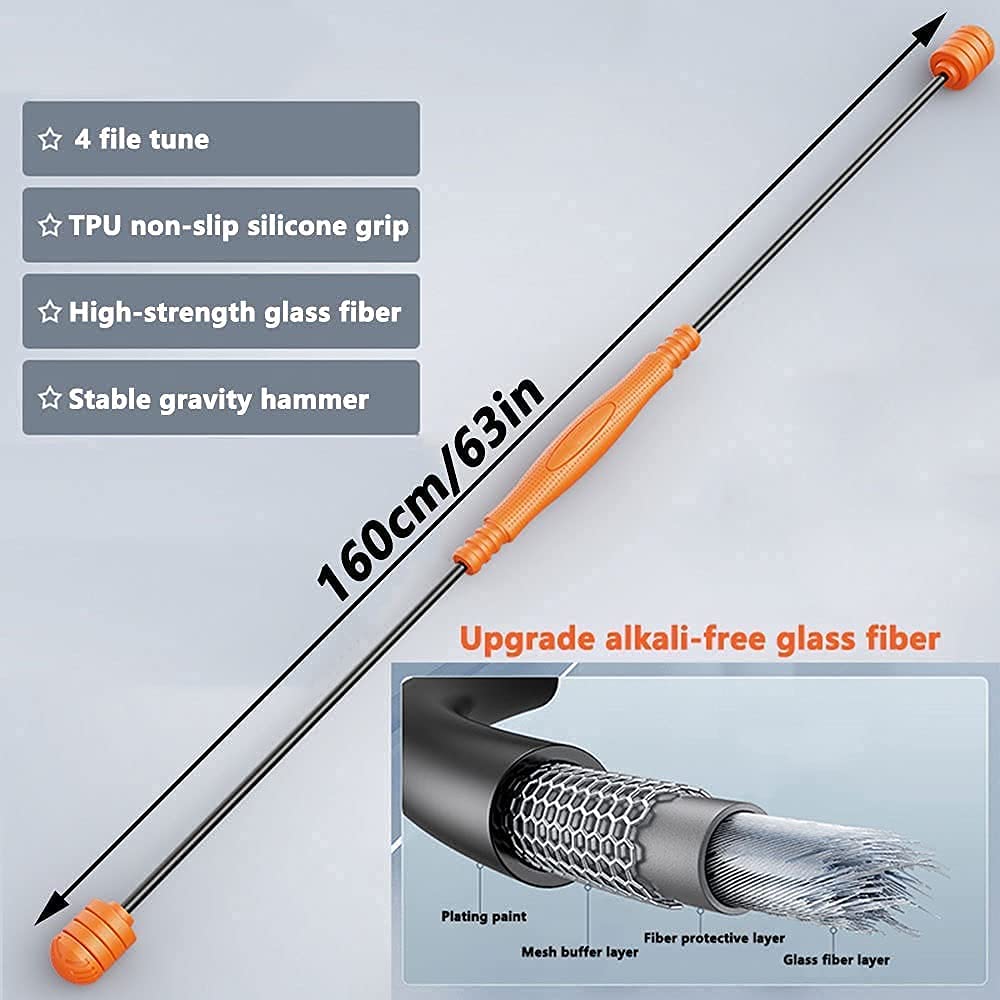 Swing Stick Fitness Asta elastica speciale per il fitness Barra elastica fitness, 4 livelli di gravità, regolazione libera, barra elastica fitness multifunzionale per l'allenamento(Color:Orange)
